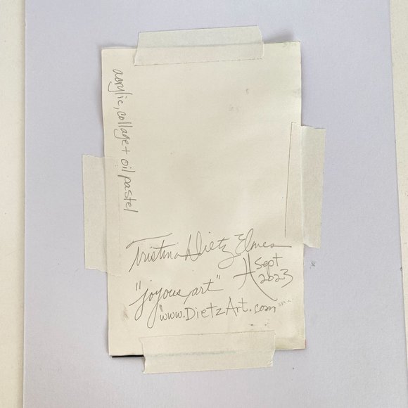 Joyful Art Original Wall Art Collage Oil Pastel Painting Mat Frame Ready 8x10in - Picture 8 of 9